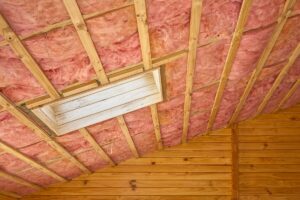 Batt insulation on ceiling of attic